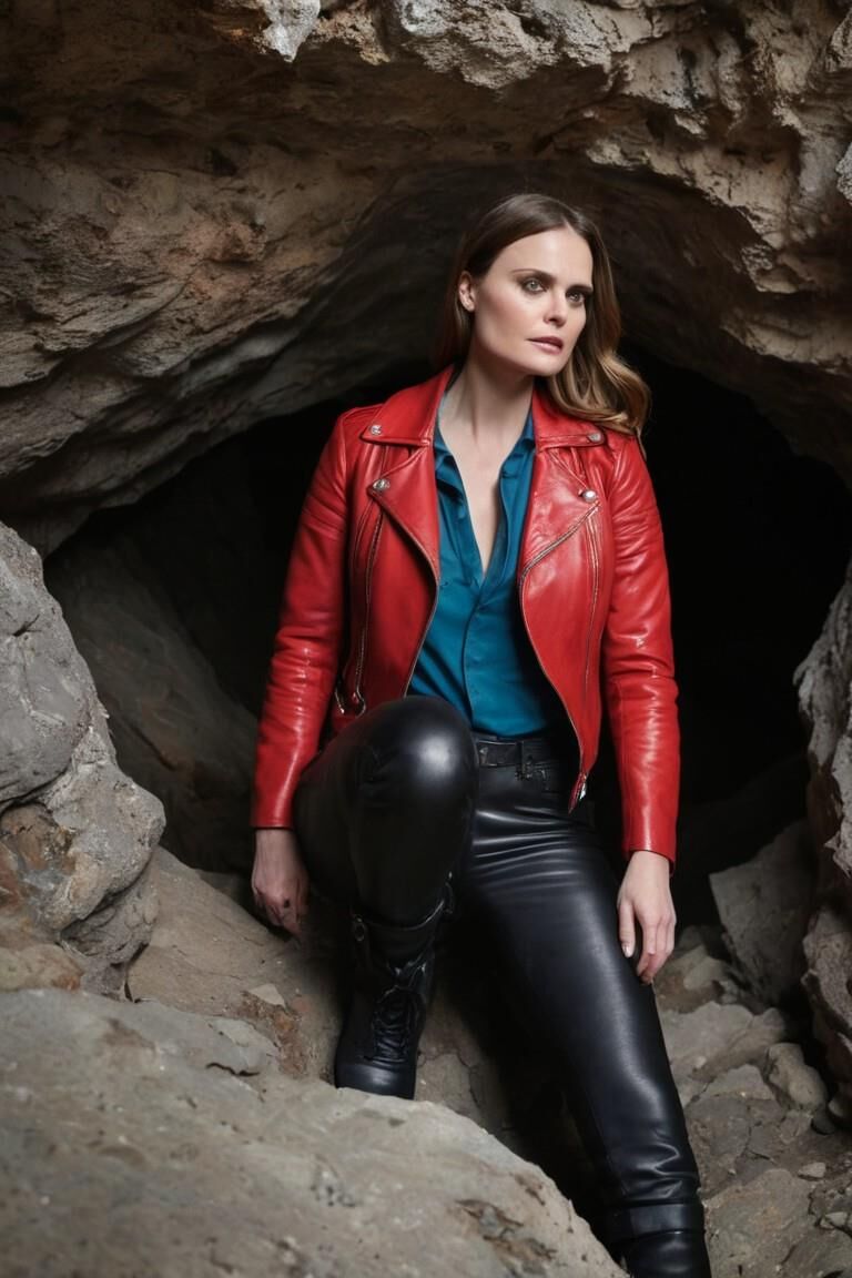 K.I. Emily Deschanel in Leder