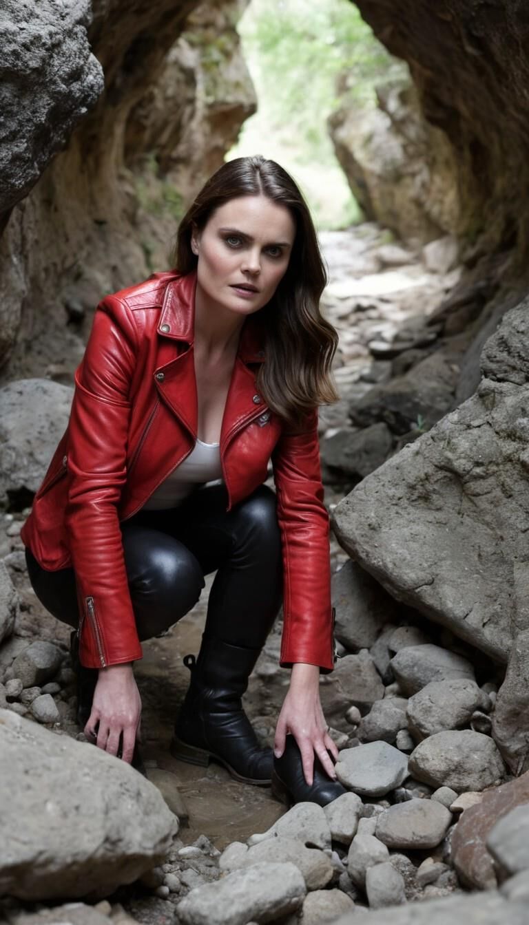 K.I. Emily Deschanel in Leder