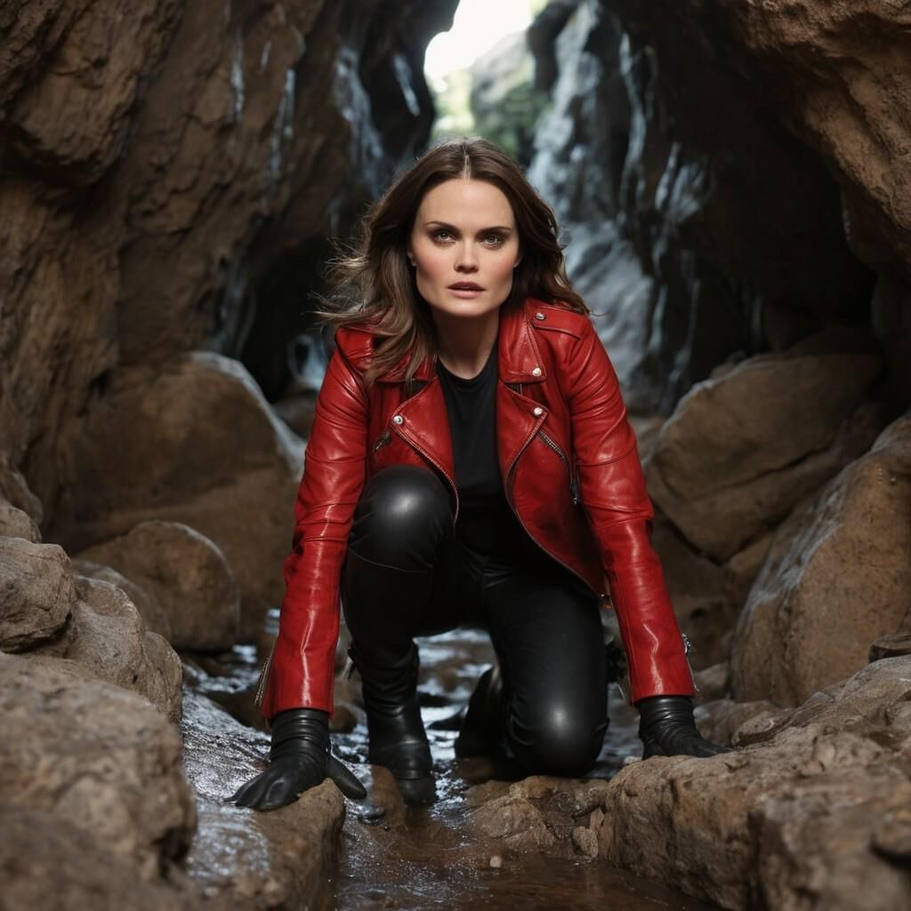 A.I. Emily Deschanel en cuir