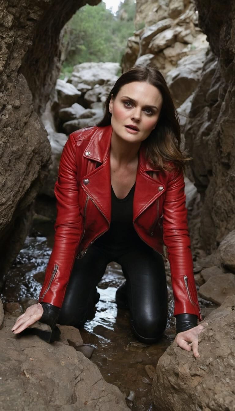 A.I. Emily Deschanel en cuir