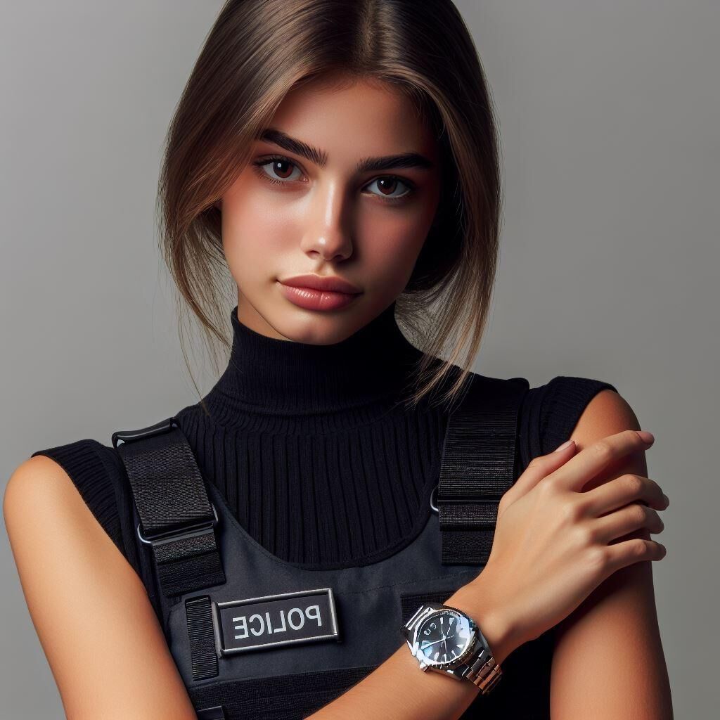 Officers wearing sleeveless turtlenecks and metal watches 