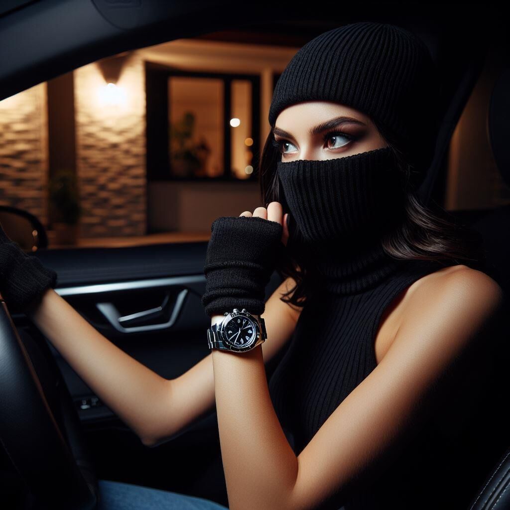 Burglars wearing sleeveless turtlenecks and metal watches