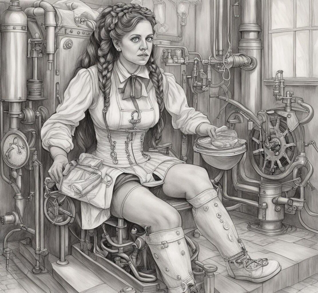 (AI) Meine Einlaufklinik Teil 11 – Steampunk-Einlaufmaschinenbetreiber