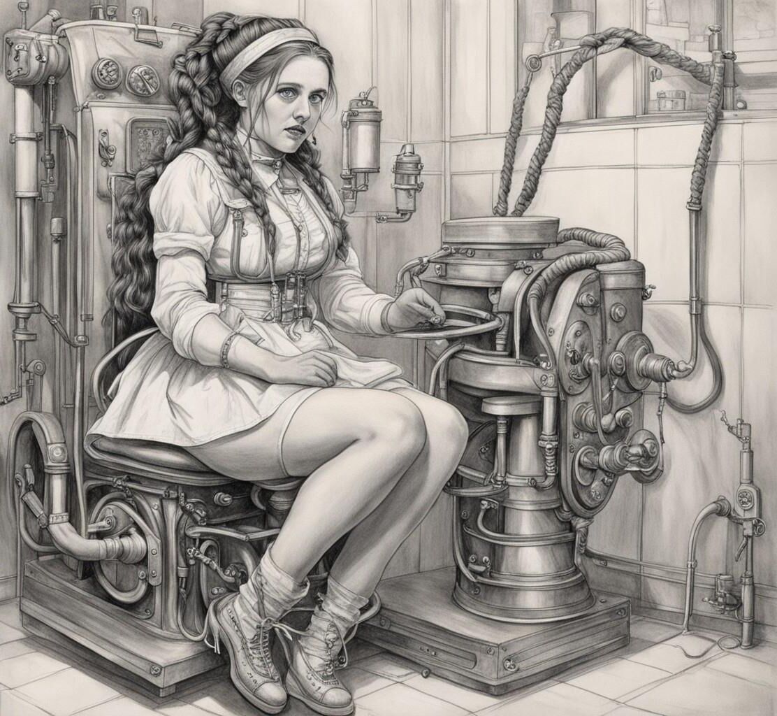 (AI) Meine Einlaufklinik Teil 11 – Steampunk-Einlaufmaschinenbetreiber