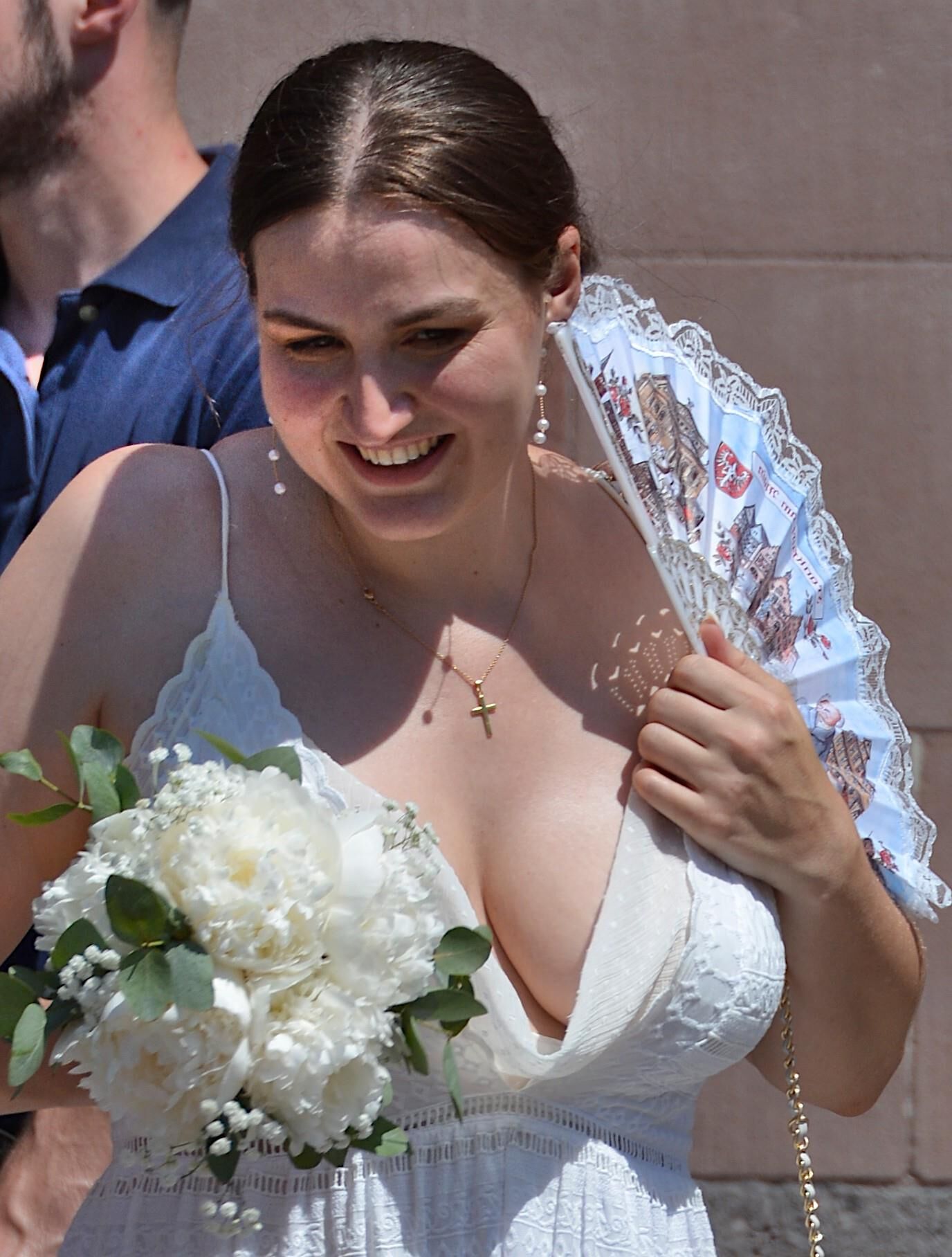 Candid Busty Brunette Bride with Big Tits Cleavage, Hot Slut