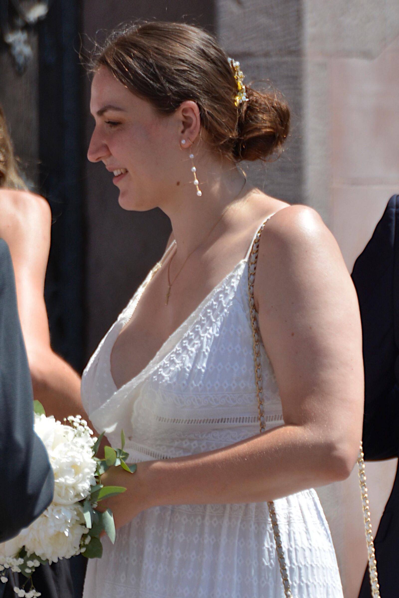 Candid Busty Brunette Bride with Big Tits Cleavage, Hot Slut