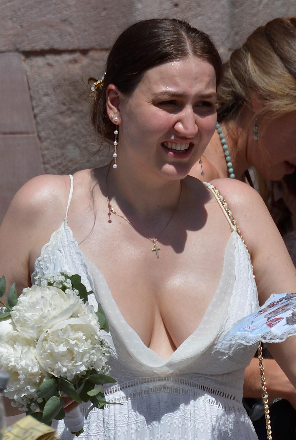 Candid Busty Brunette Bride with Big Tits Cleavage, Hot Slut