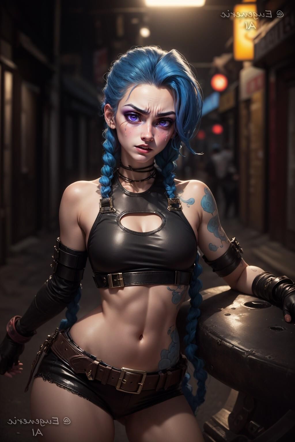 AI KI Cyberpunk Uniform Mädchen