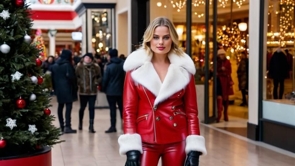 A.I. Margot Robbie in Leder als Santagirl