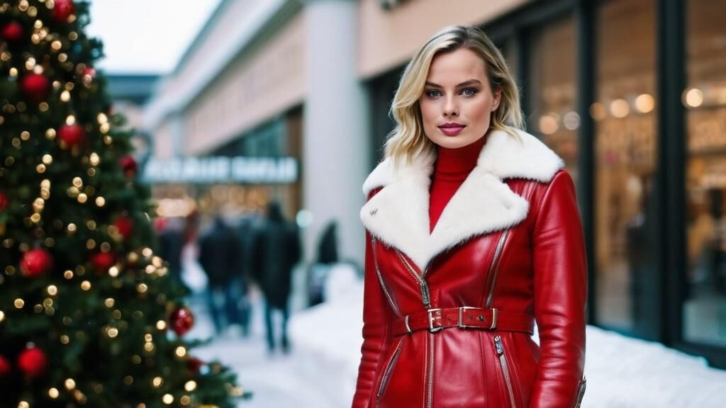 A.I. Margot Robbie dans Leather comme Santagirl