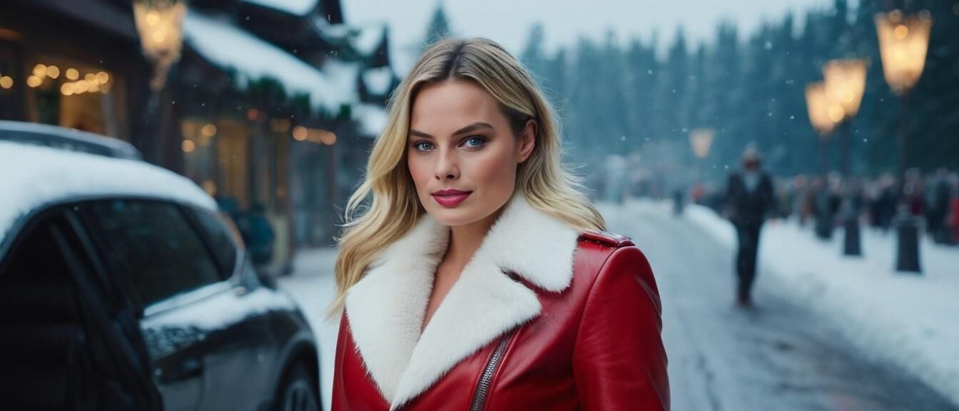 A.I. Margot Robbie in Leder als Santagirl