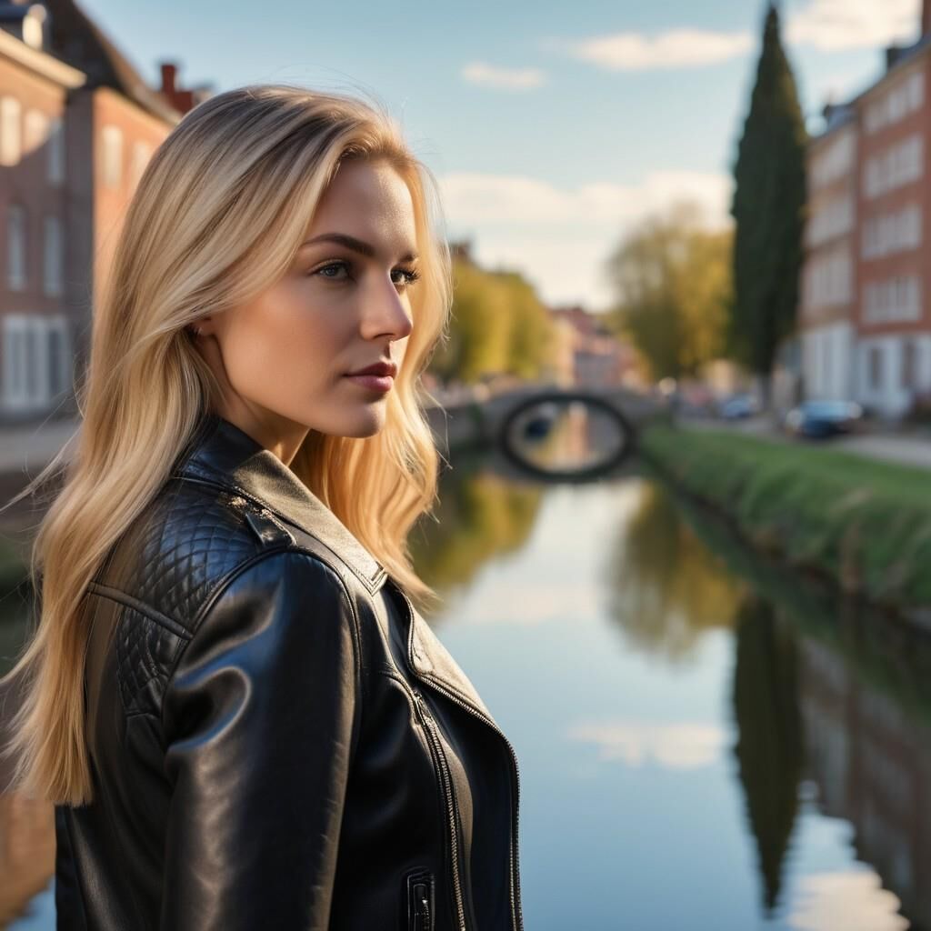 A.I. Dutch Blonde in Lederjacke