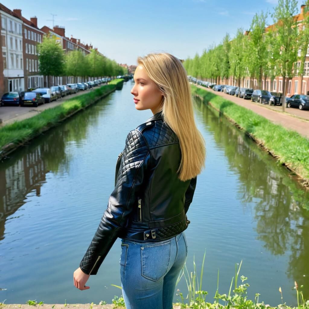 A.I. Dutch Blonde in Lederjacke