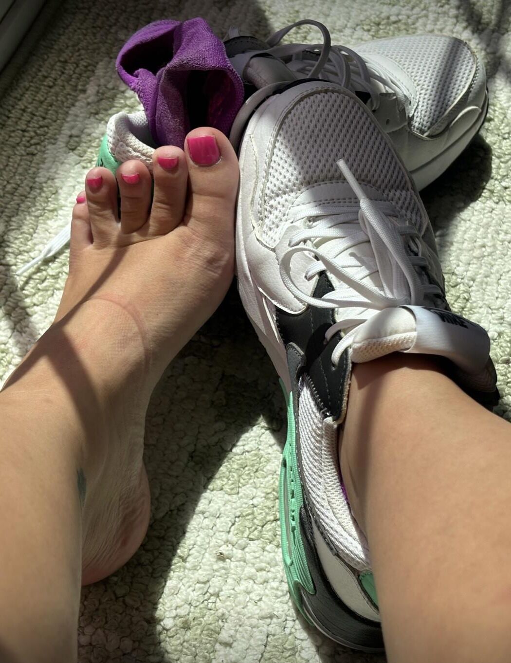 Ash’s sweaty feet in the sunlight 