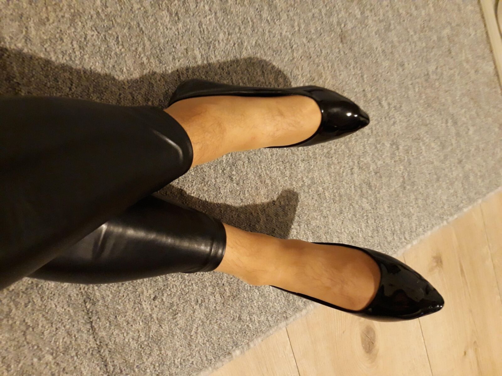 Leggings de couro e nylons