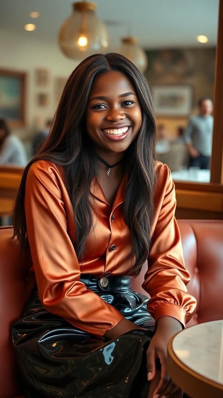 Blouse en satin ébène AI