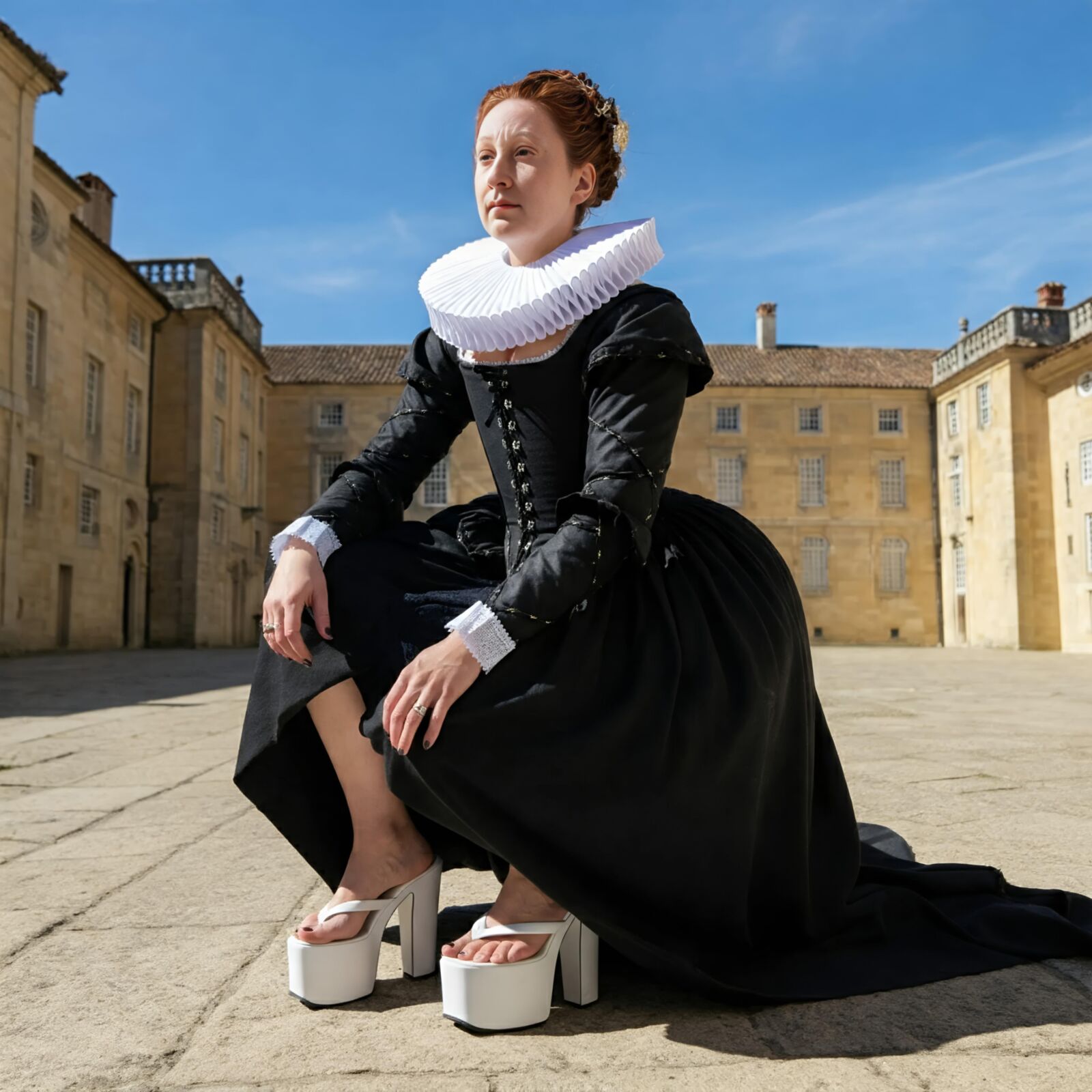 La reine Elizabeth d'Angleterre et Mary d'Écosse pieds et talons