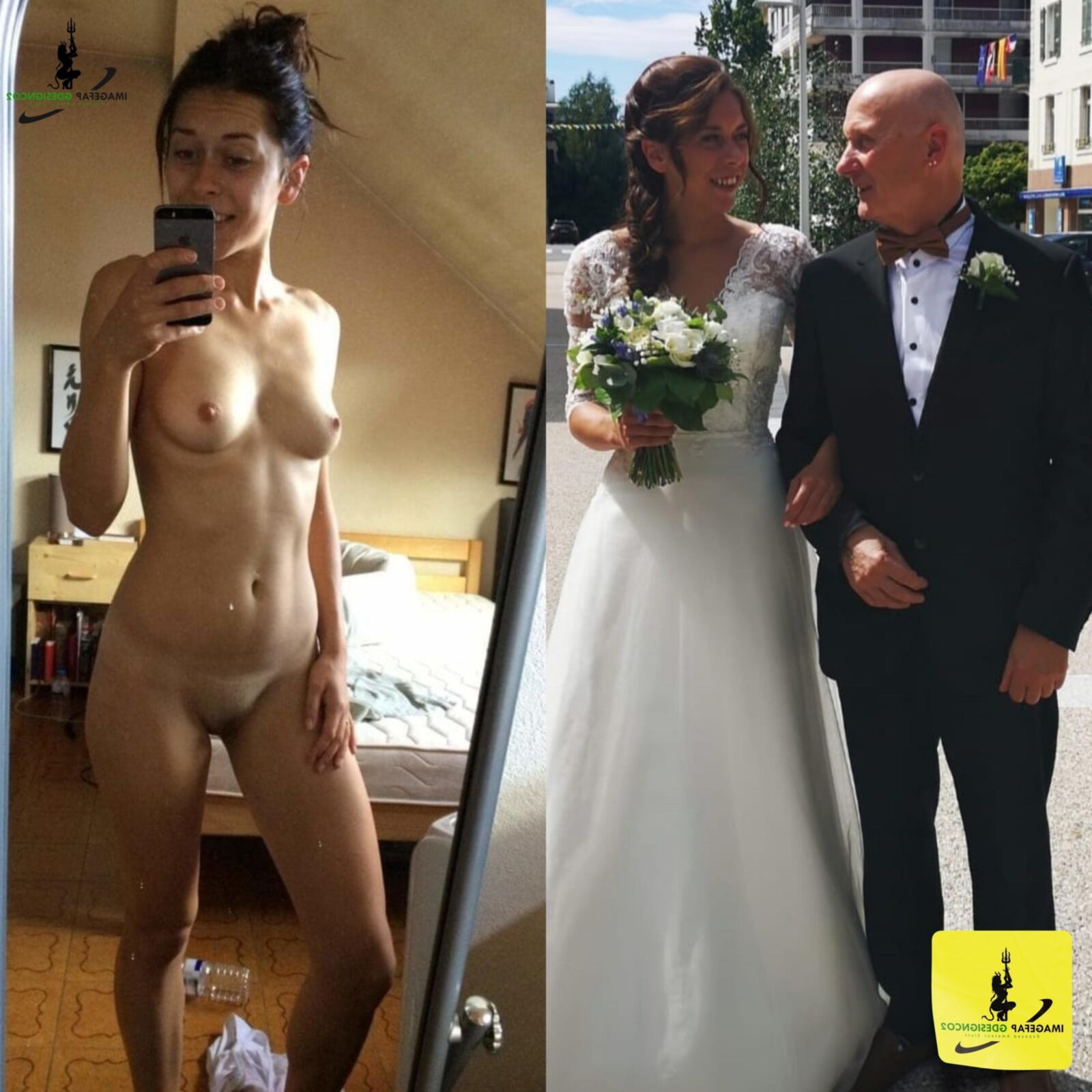 Novias antes y después de las novias caseras expuestas