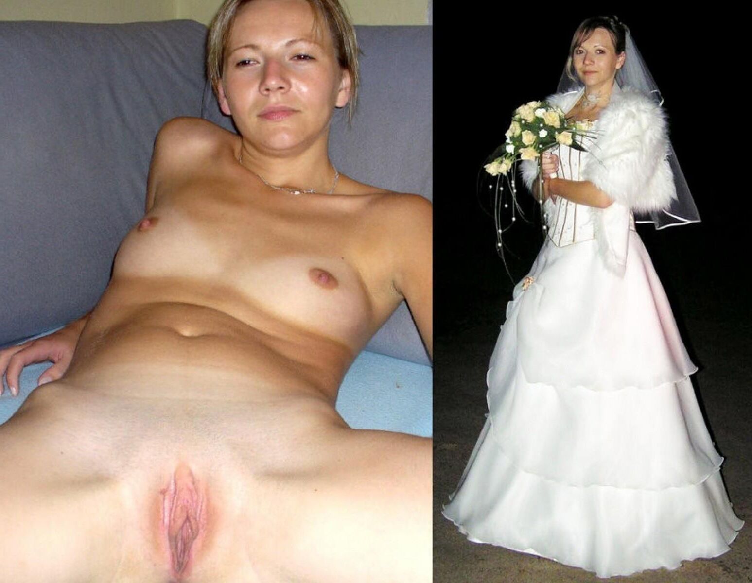 Novias antes y después de las novias caseras expuestas