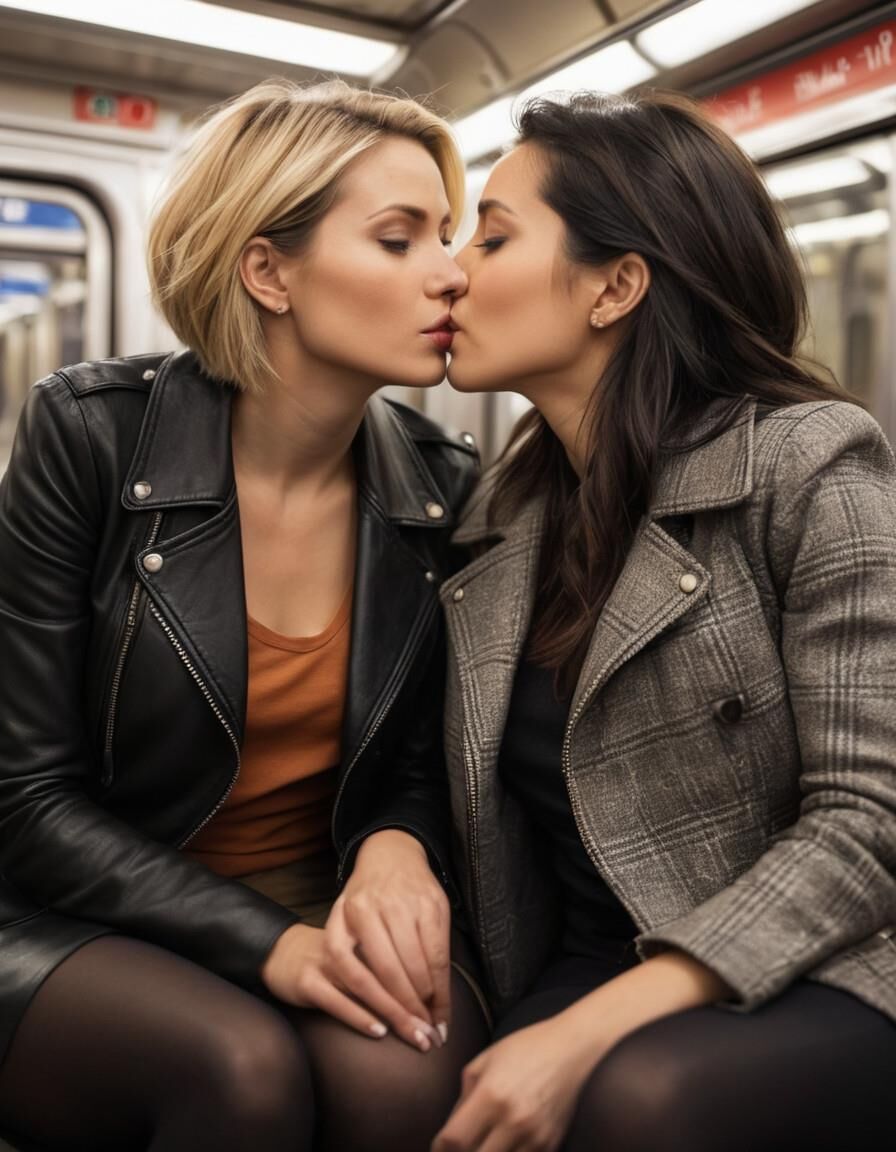 A.I. Kissing in the train while she wears leather