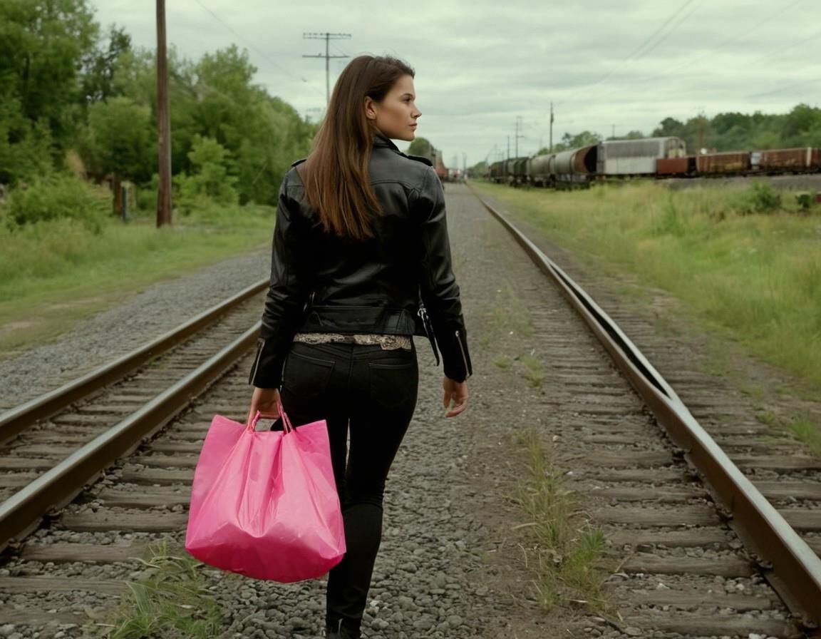 A.I. In leather on a railroad