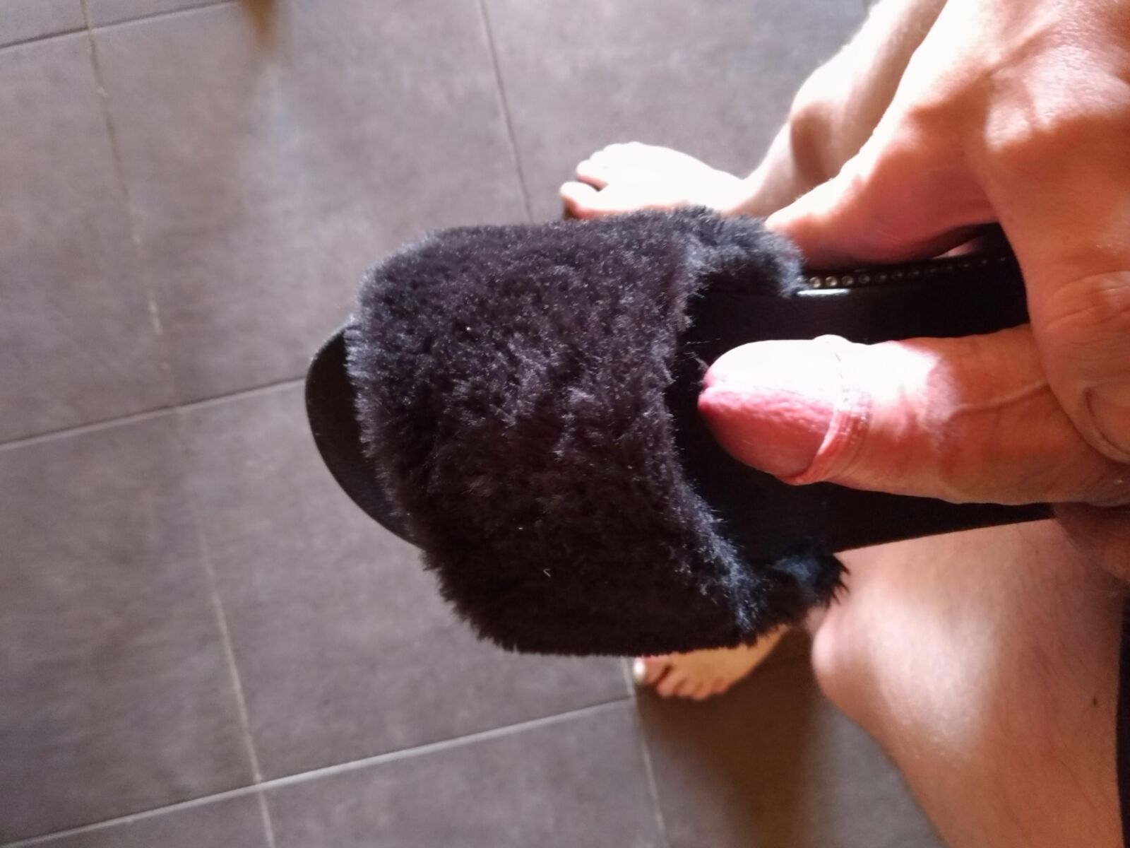 cum in her furry slippers