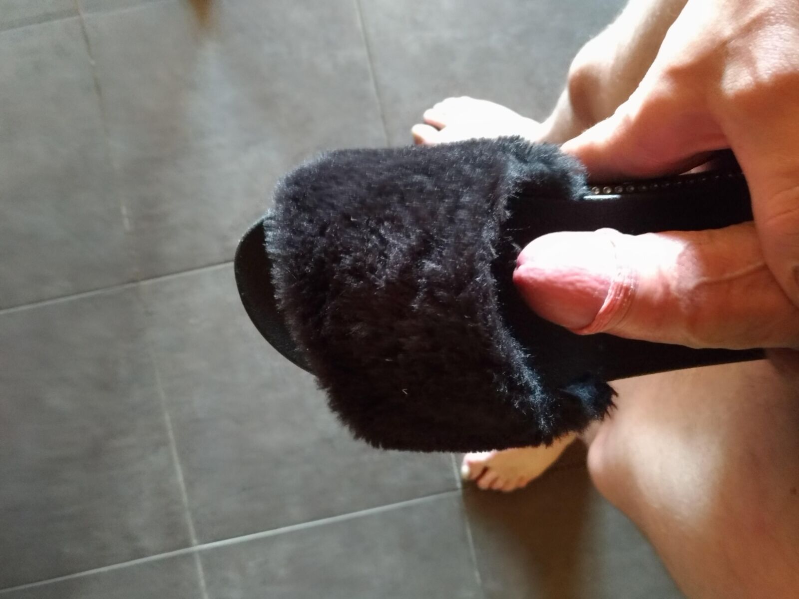 cum in her furry slippers