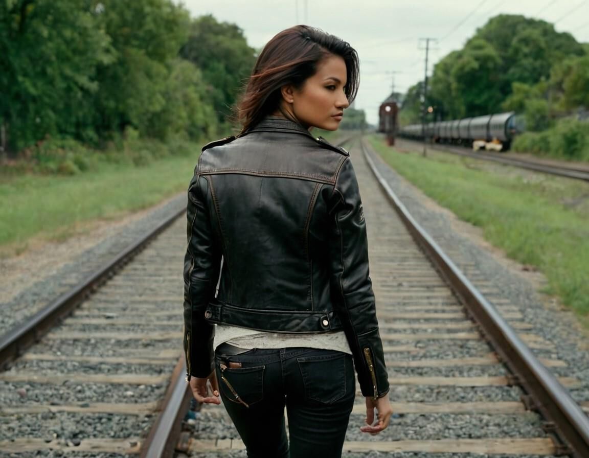 A.I. In leather on a railroad