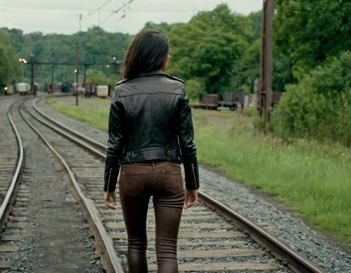 A.I. In leather on a railroad