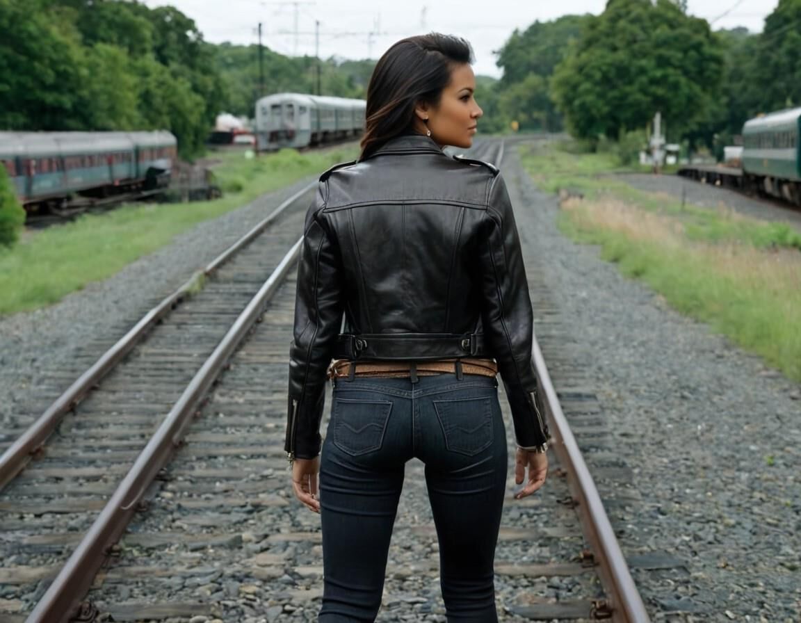 A.I. In leather on a railroad