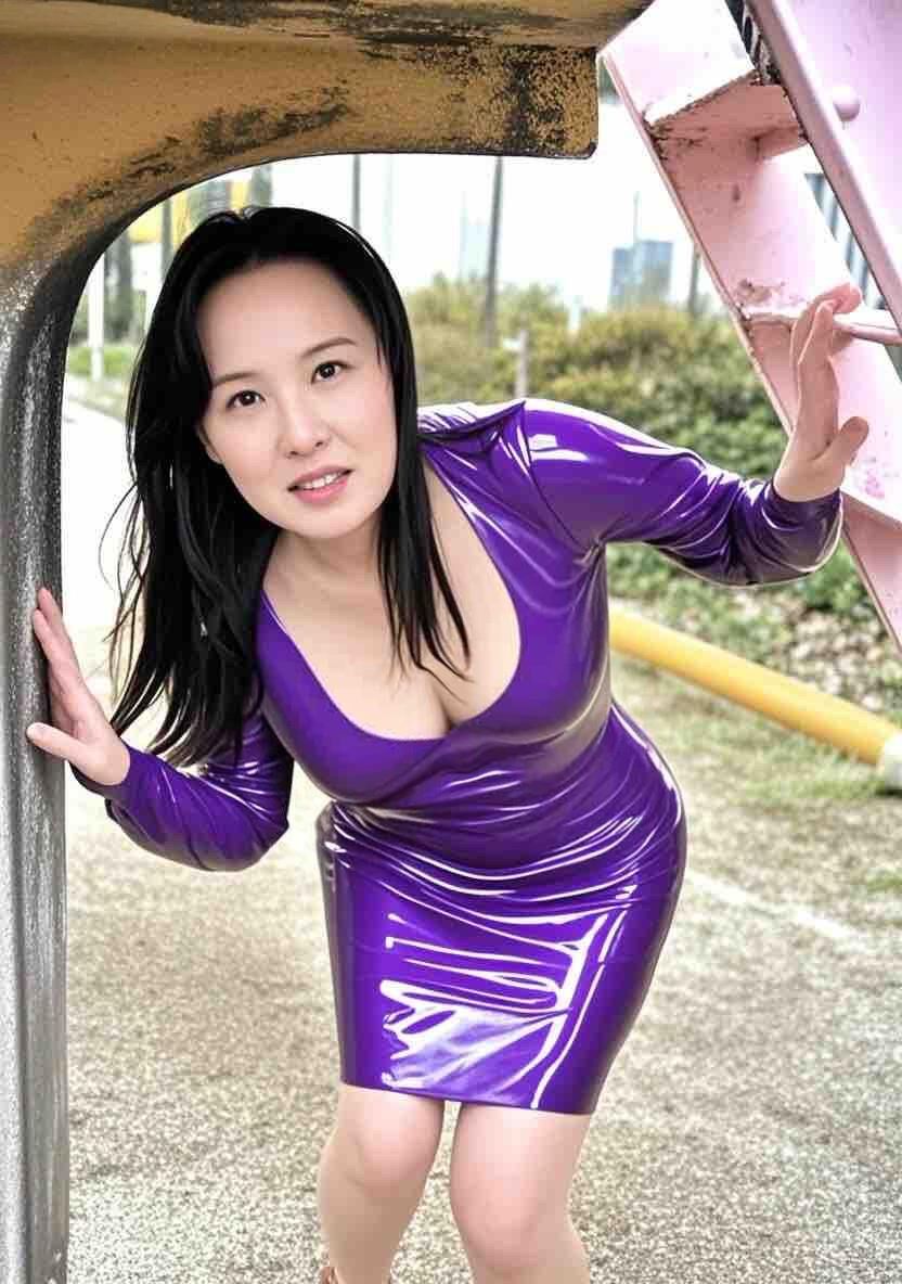 Japanese woman in purple latex