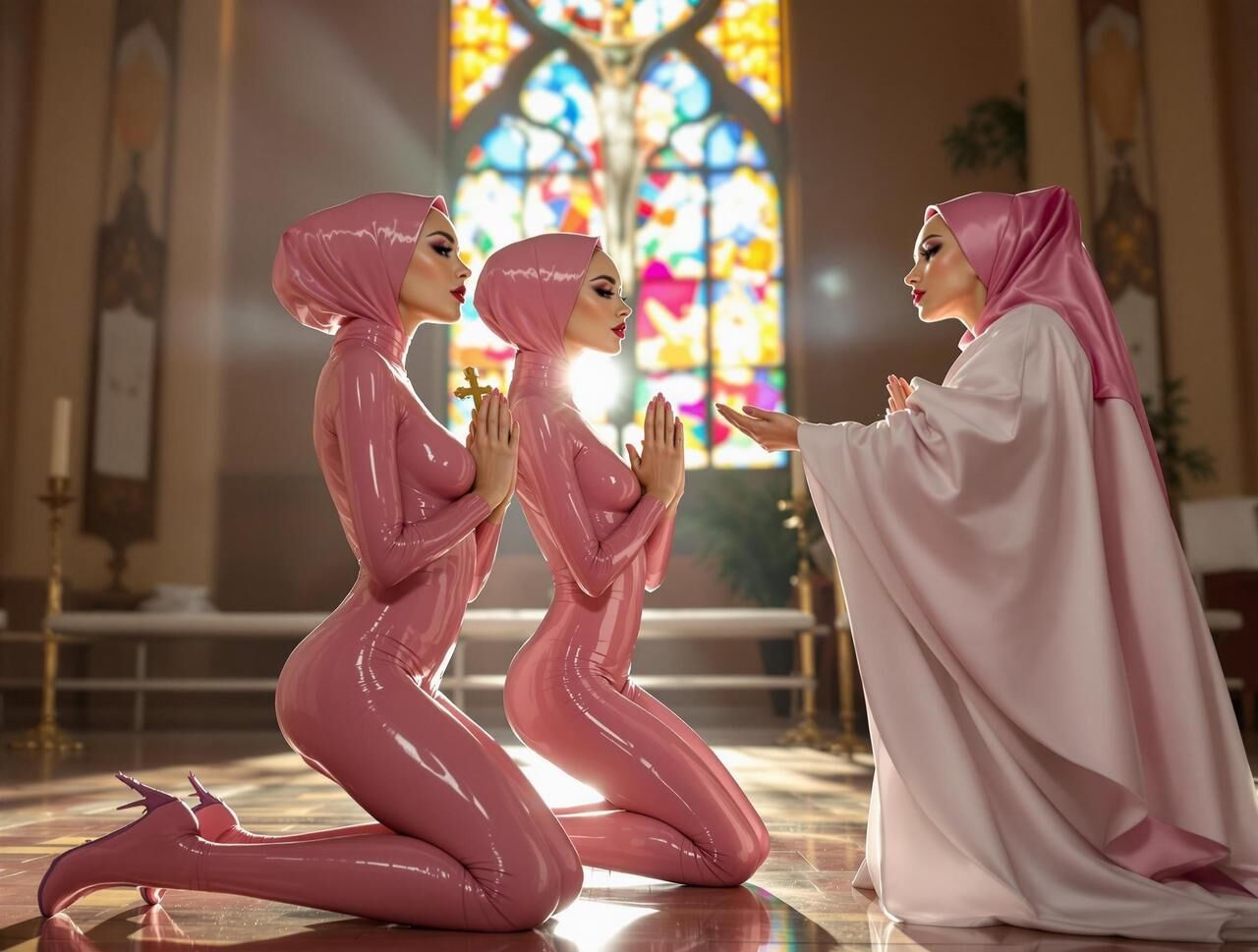 ULTRA FEM AI ART Latex Nuns and Hijabs