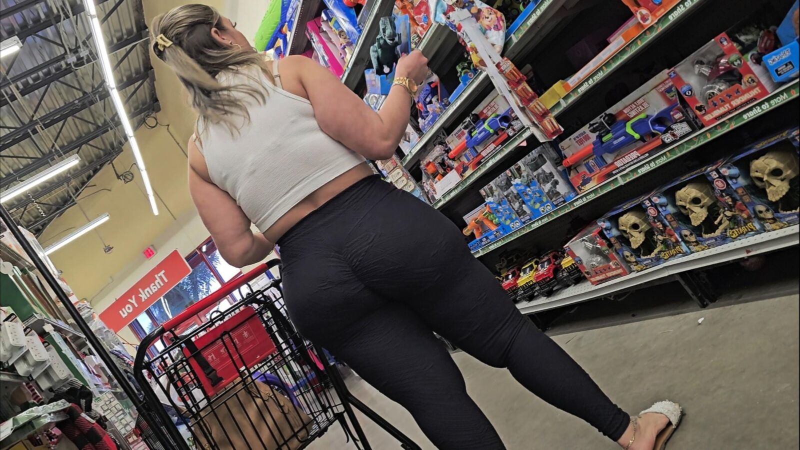 Candid Thick Ass Milf Black Leggings