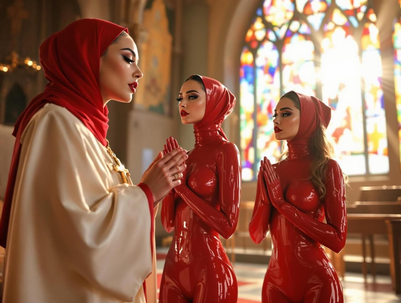 Ultra Fem Ai Art Latex Mans и Hijabs