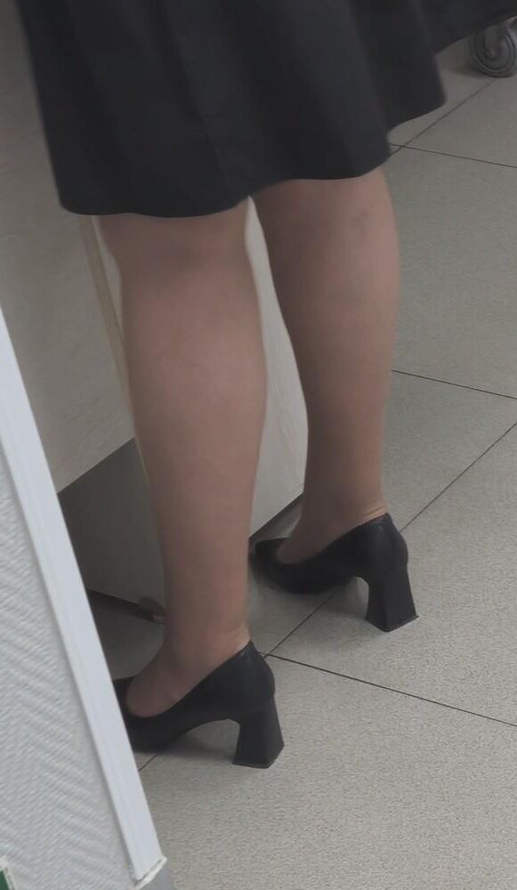 Co worker milf in pantyhose and heels