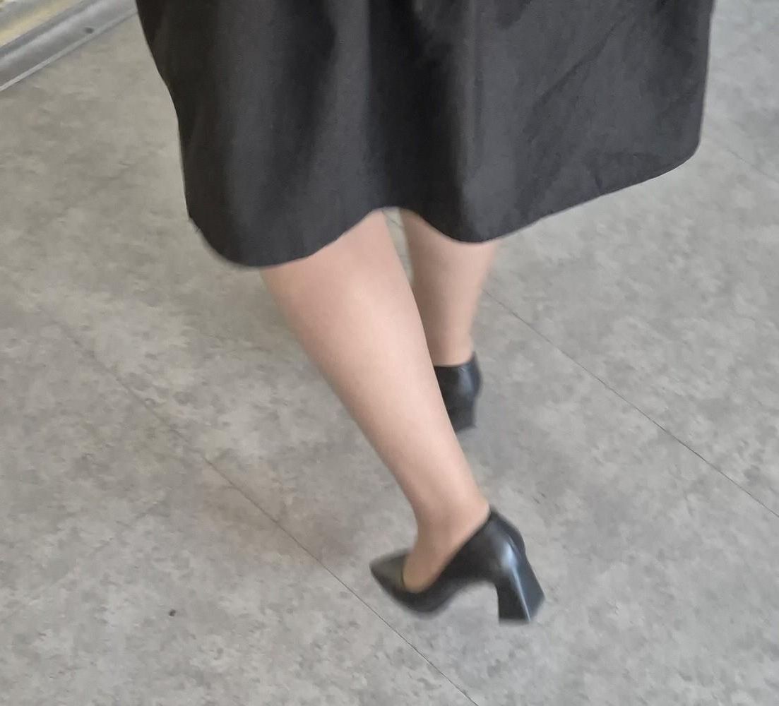 Co worker milf in pantyhose and heels