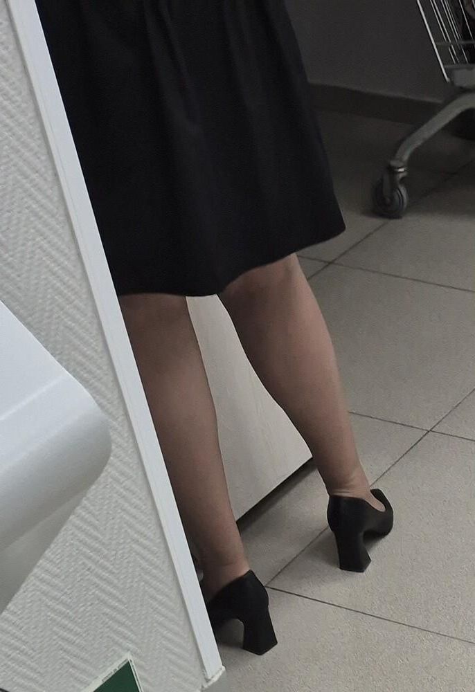 Co worker milf in pantyhose and heels