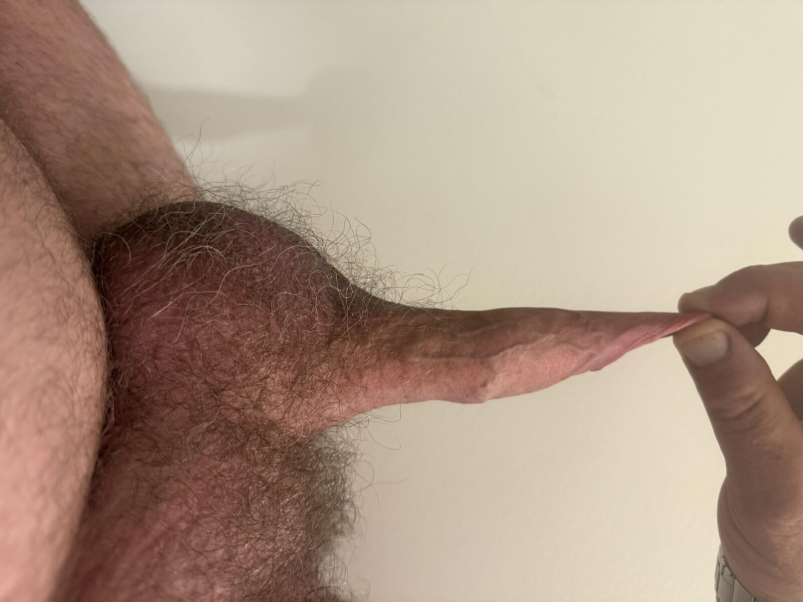 Ma douce bite non coupée avec mon long prépuce doux