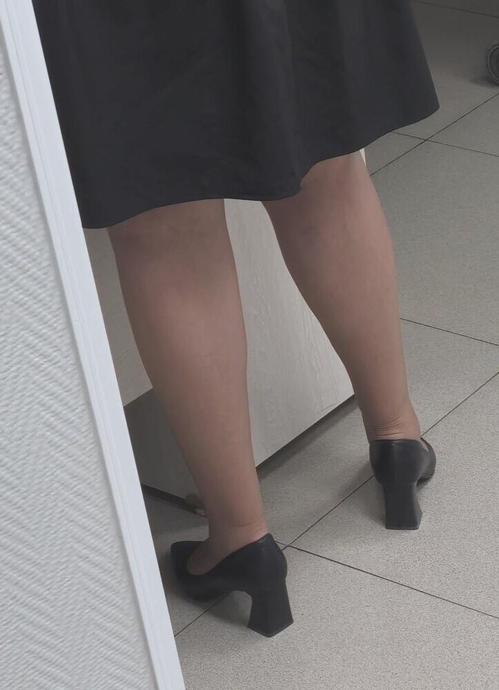 Co worker milf in pantyhose and heels