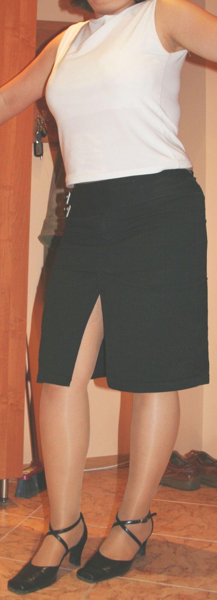 My legs in tights and shoes
