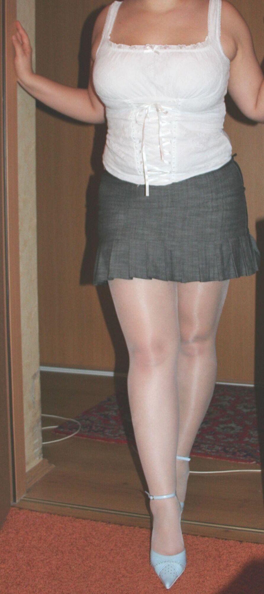 My legs in tights and shoes
