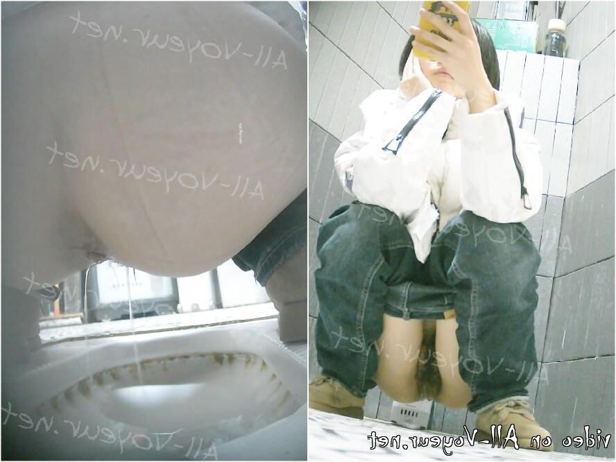 Bathroom Shot Panoramic front shot of a young lady pee 