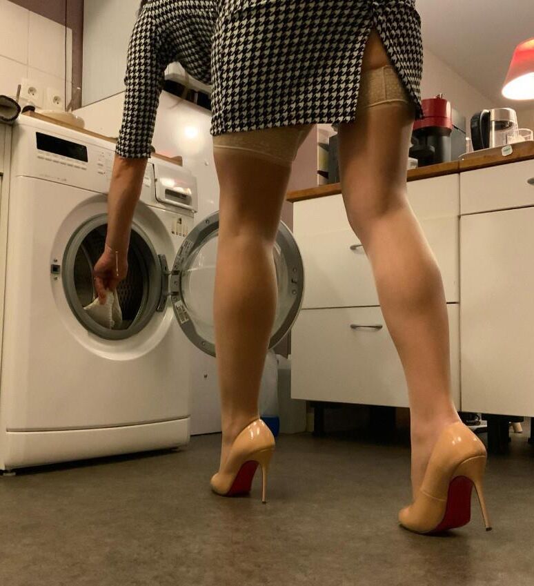 French MILF stockings upskirts in public