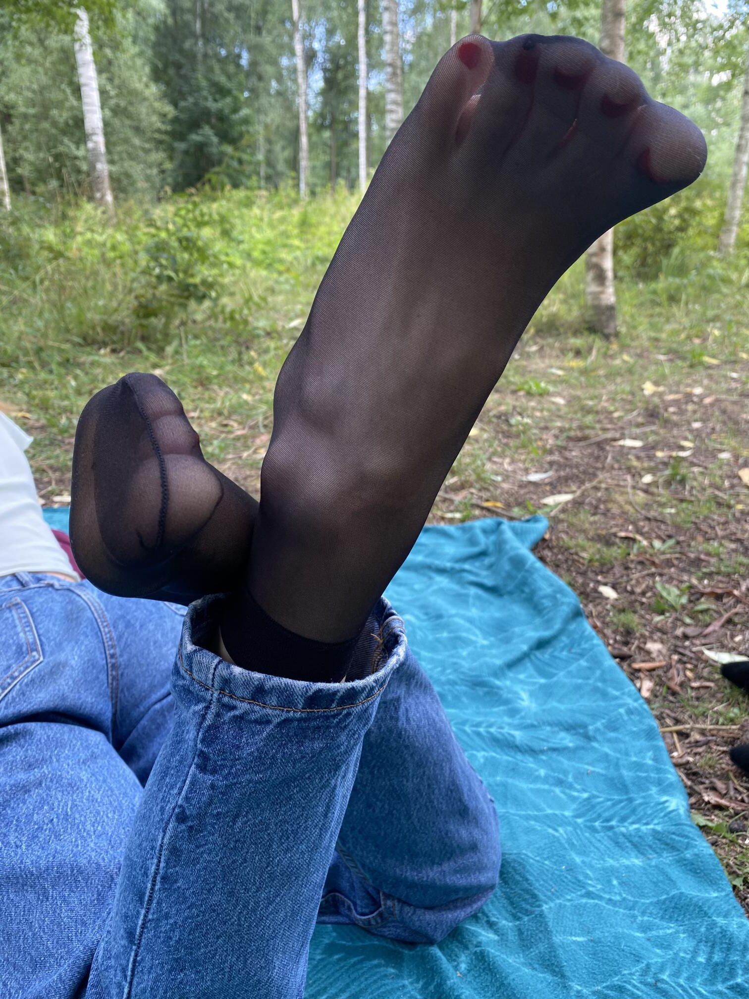 ex novia en calcetines de nylon negro