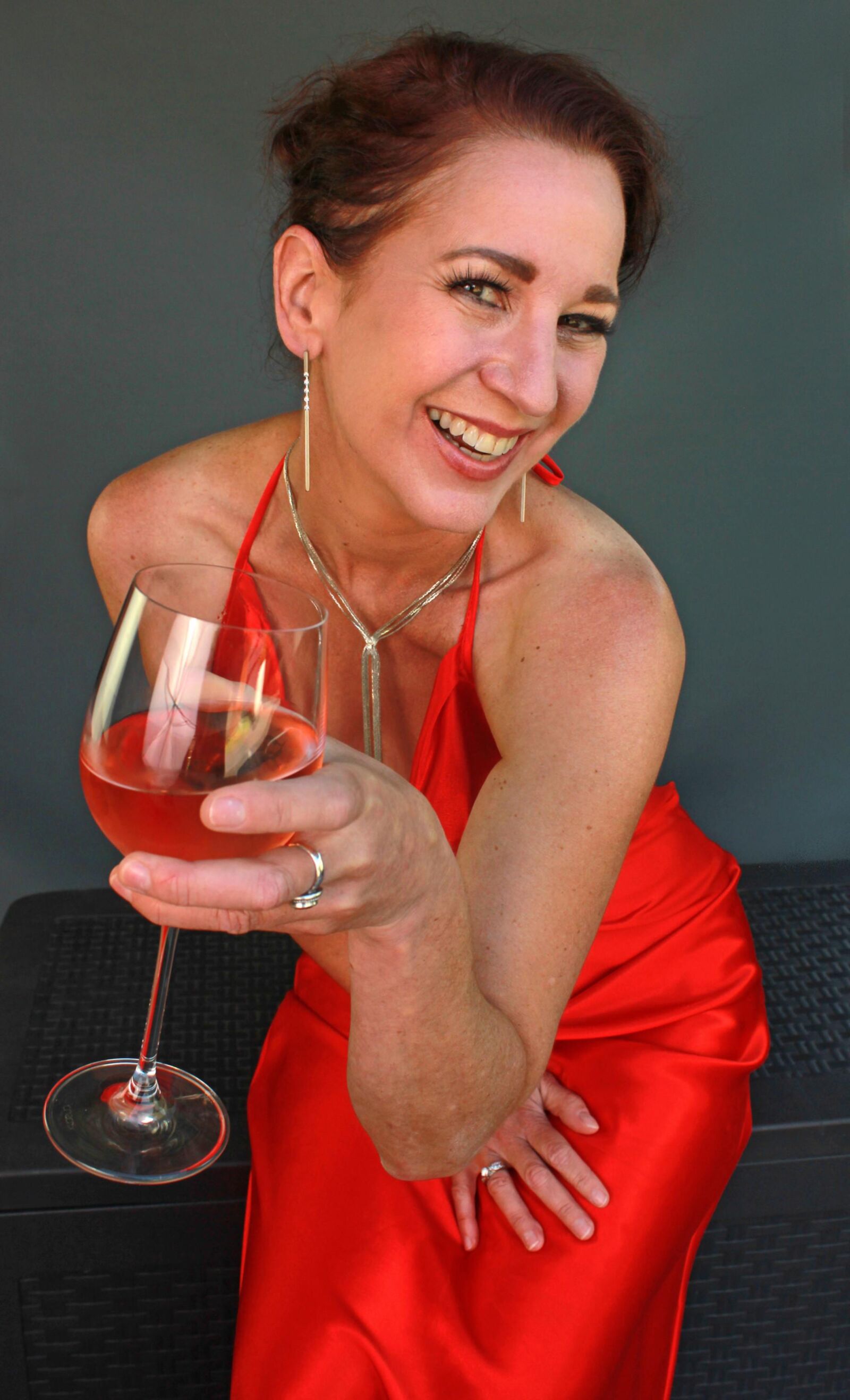 Mature fuckpig wining and reclining in red satin (NN)