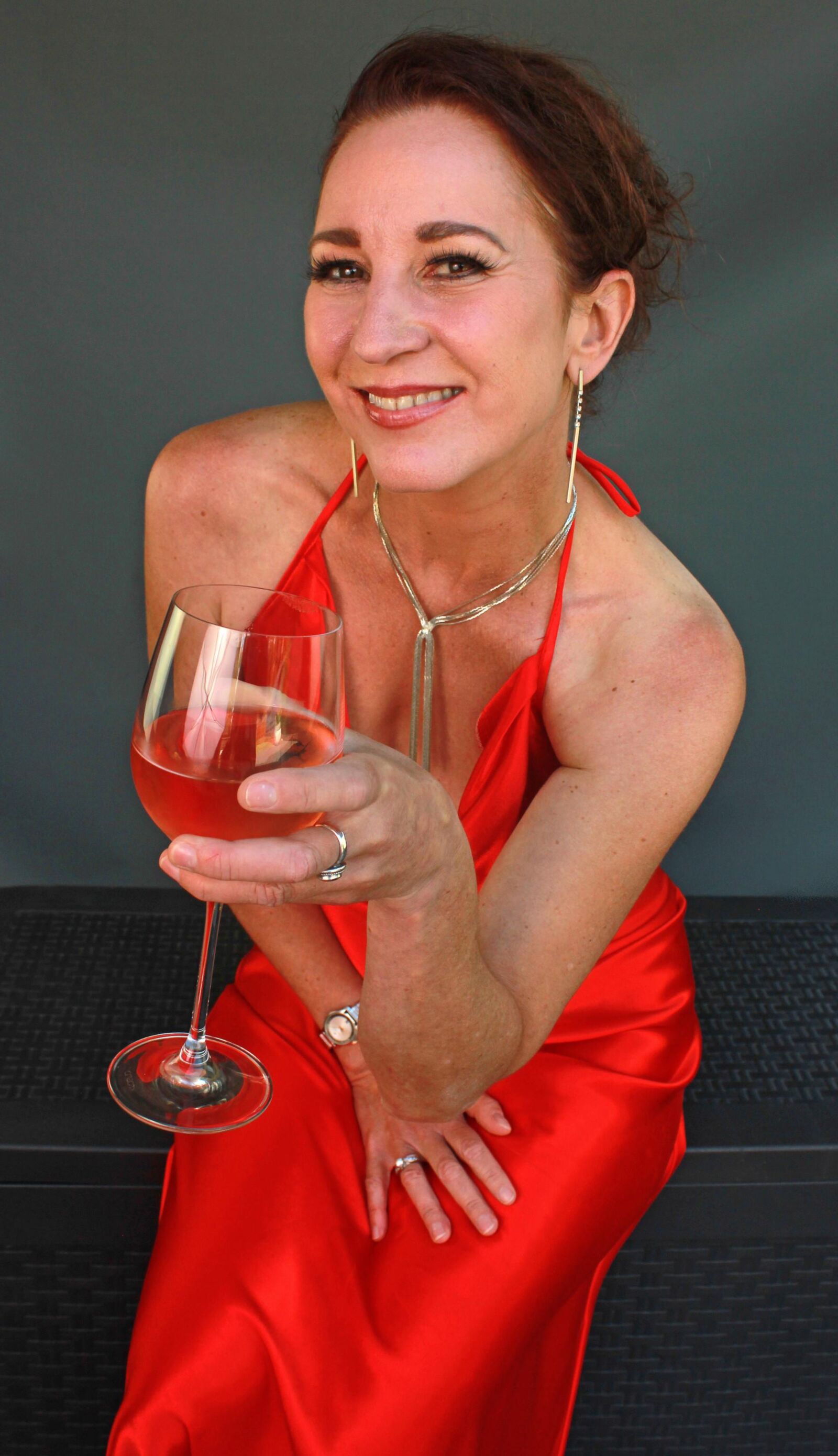 Mature fuckpig wining and reclining in red satin (NN)