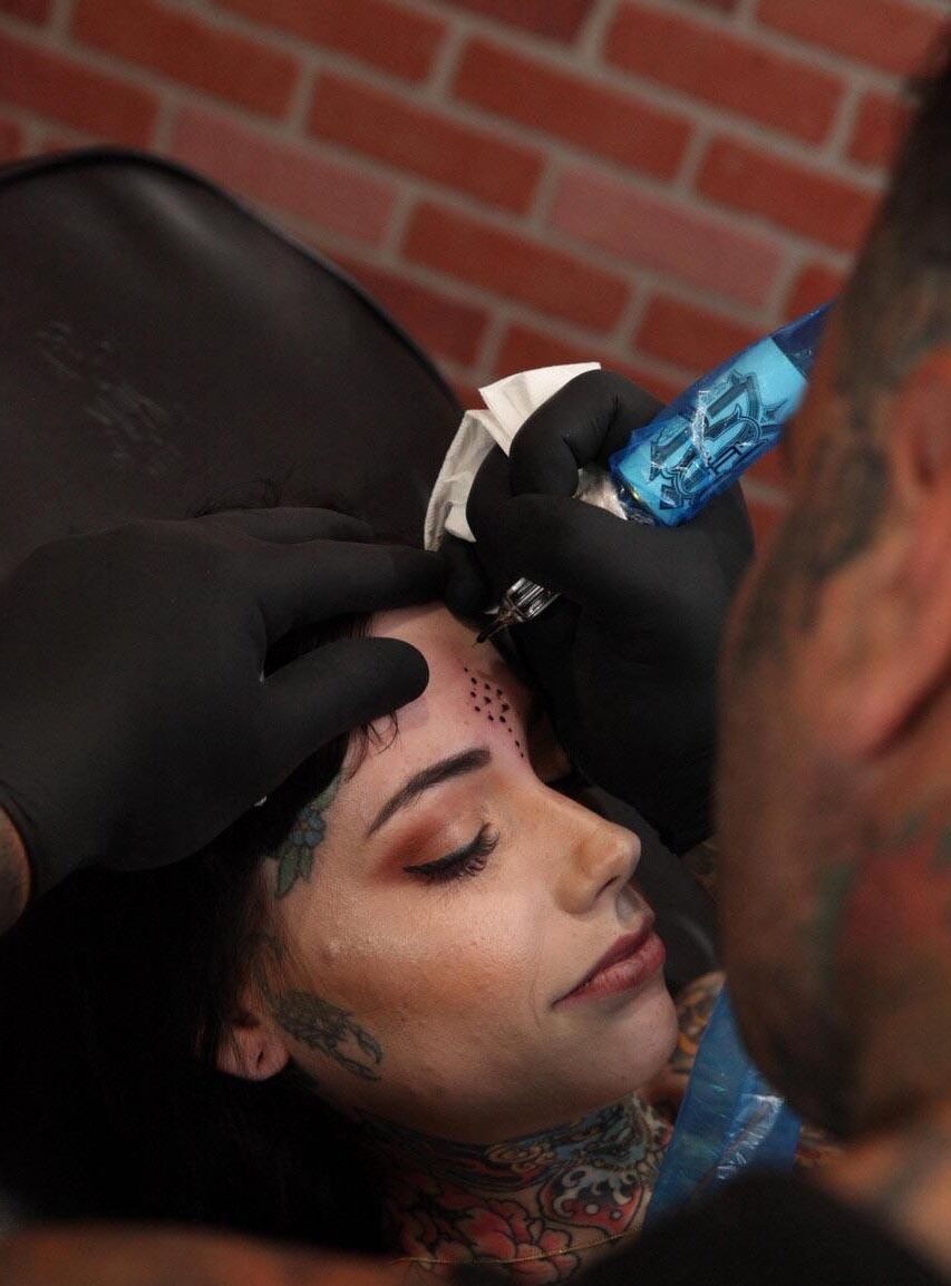 Getting a tattoo