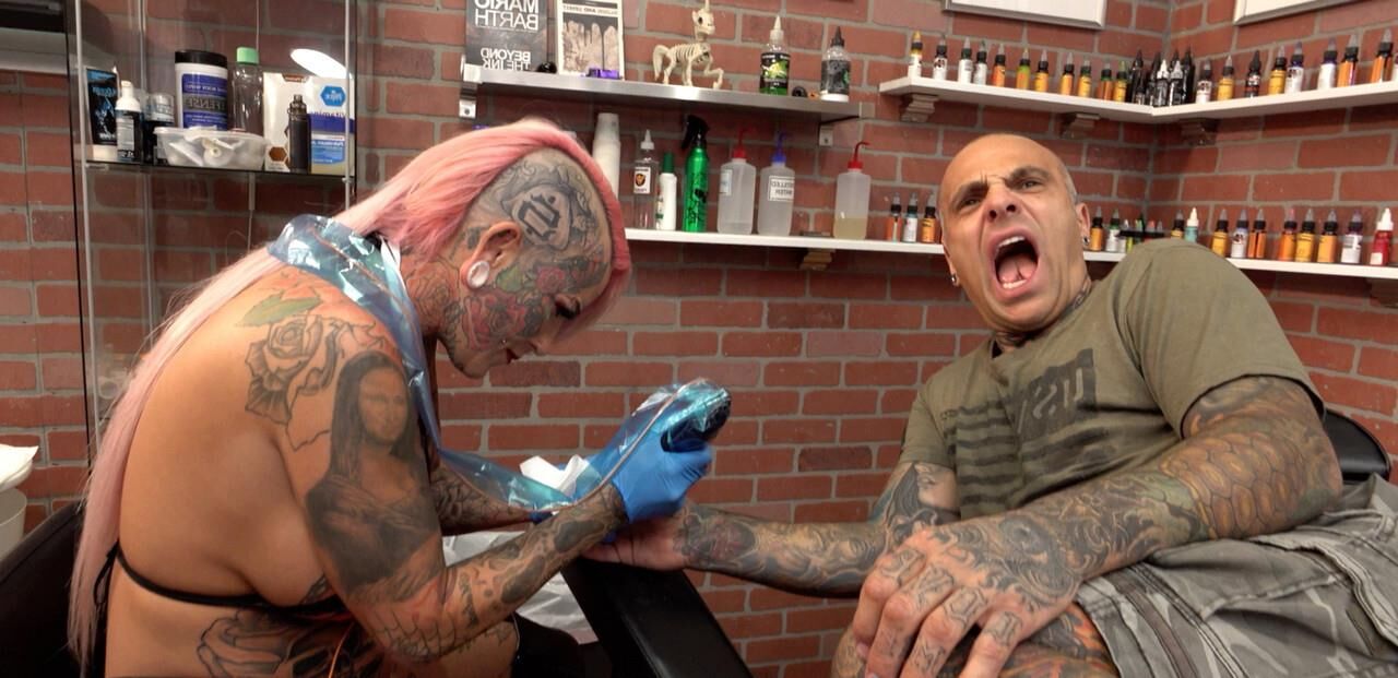 Getting a tattoo
