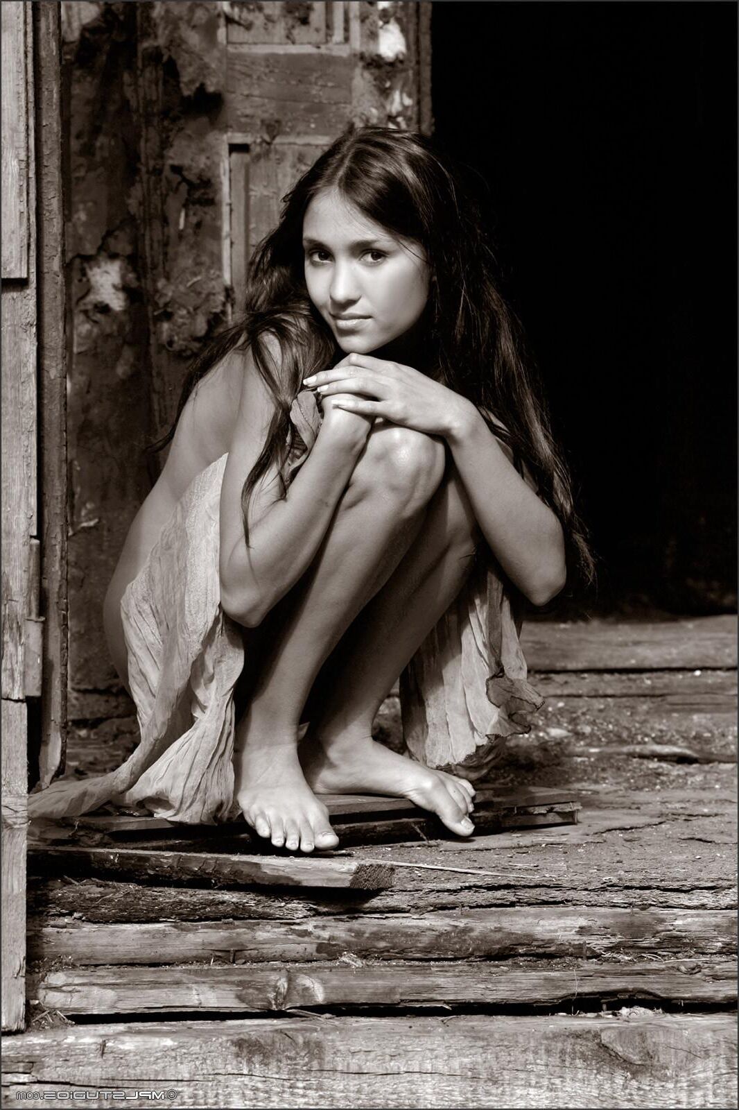 Kamilla russian teen nude in black and white