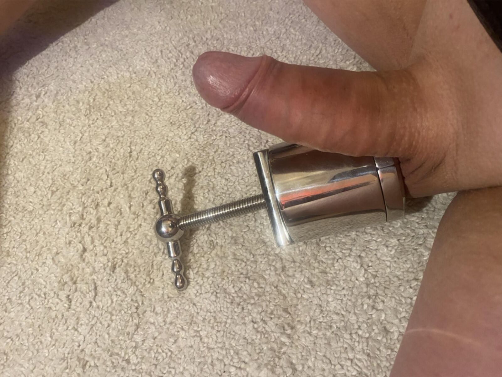 Balls crushed to unwanted ejaculation without orgasm